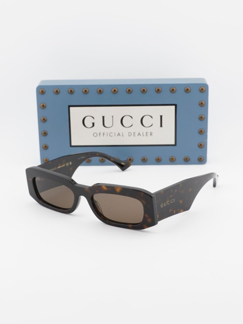 Gucci GG1426S 002 Rectangle Sunglasses - Havana / Brown